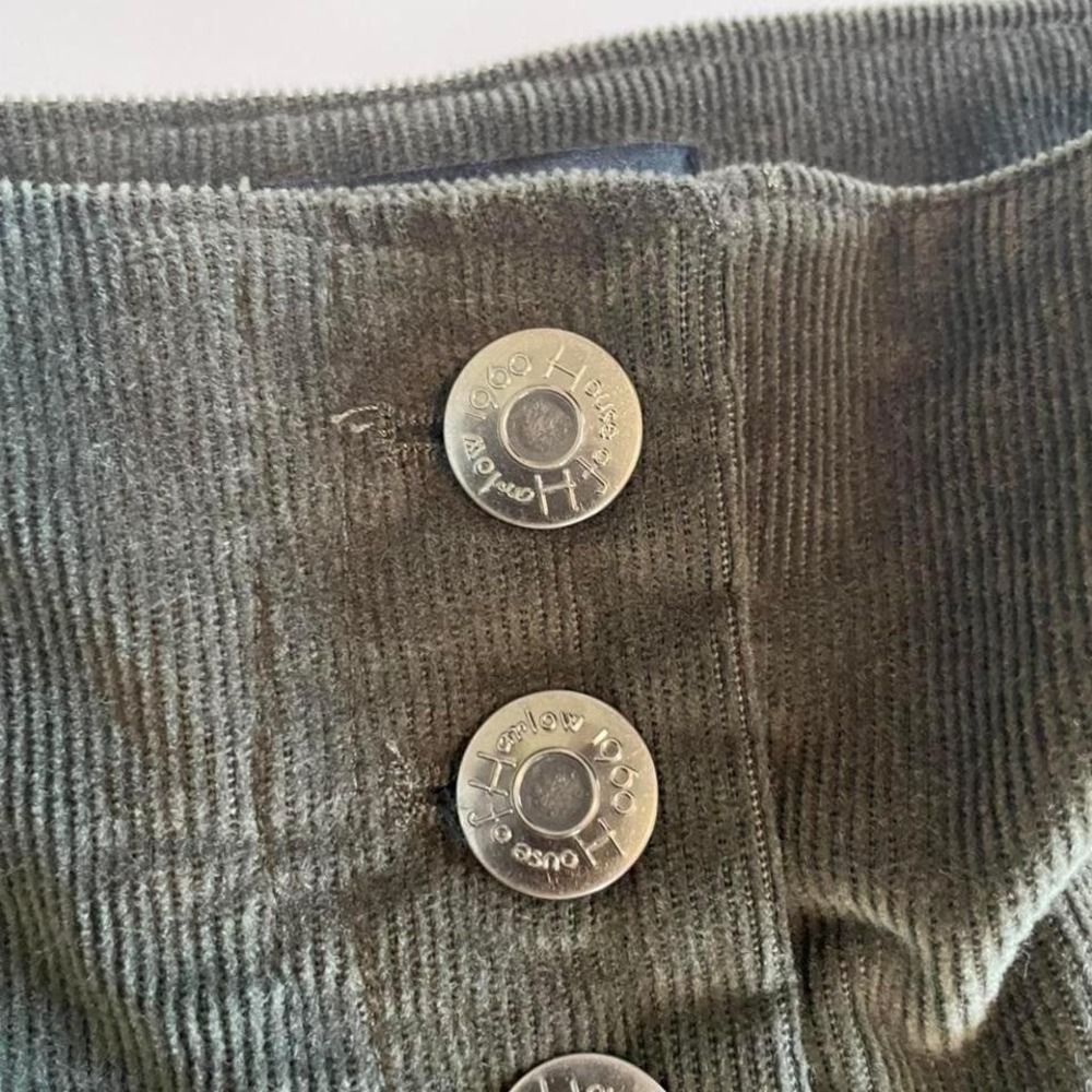 Vintage House of Harlow 1960 Olive Green High Waist Corduroy Pants Women 8 - Picture 4 of 7